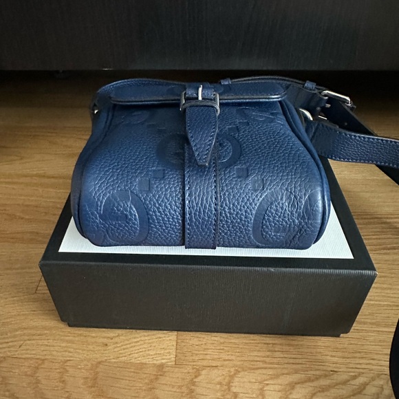 💯%Authentic! Brand new! Gucci JUMBO GG SMALL MESSENGER Crossbody Bag Royal Blue - Picture 4 of 13